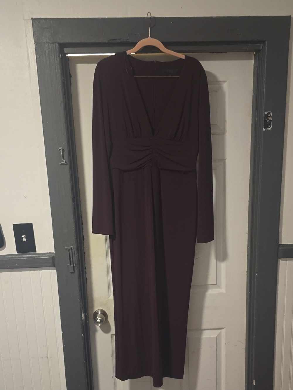 Zara Long Sleeve Maxi Dress in Deep Plum